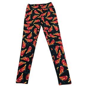 LULAROE RED ROBIN ORANGE SPARROW LADIES LEGGINGS ONE SIZE